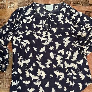 Navy Maeve bird blouse